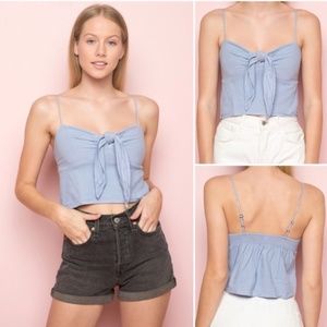 Brandy Melville Baby Blue Tie-Front Sasha Tank